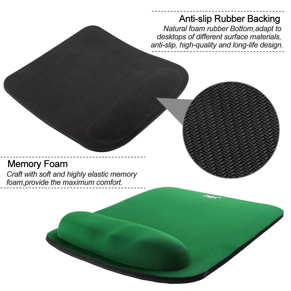 Anti-slip Rubber Backing  
Natural foam rubber Bottom, adapt to desktops of different surface materials, anti-slip, high-quality and long-life design.

Memory Foam  
Craft with soft and highly elastic memory foam, provide the maximum comfort.