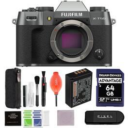 Fujifilm - X-T50 Mirrorless Camera (Charcoal) Bundle with Advanced Accessories | Fuji xt50