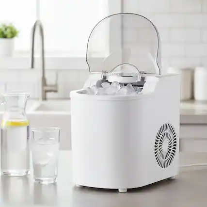 Front. Forest'nSky - Portable Ice Maker - 26 lb/day, 7 Cubes in 6 Mins, 2-Size Bullet Ice, Self-Clean with Scoop - White.