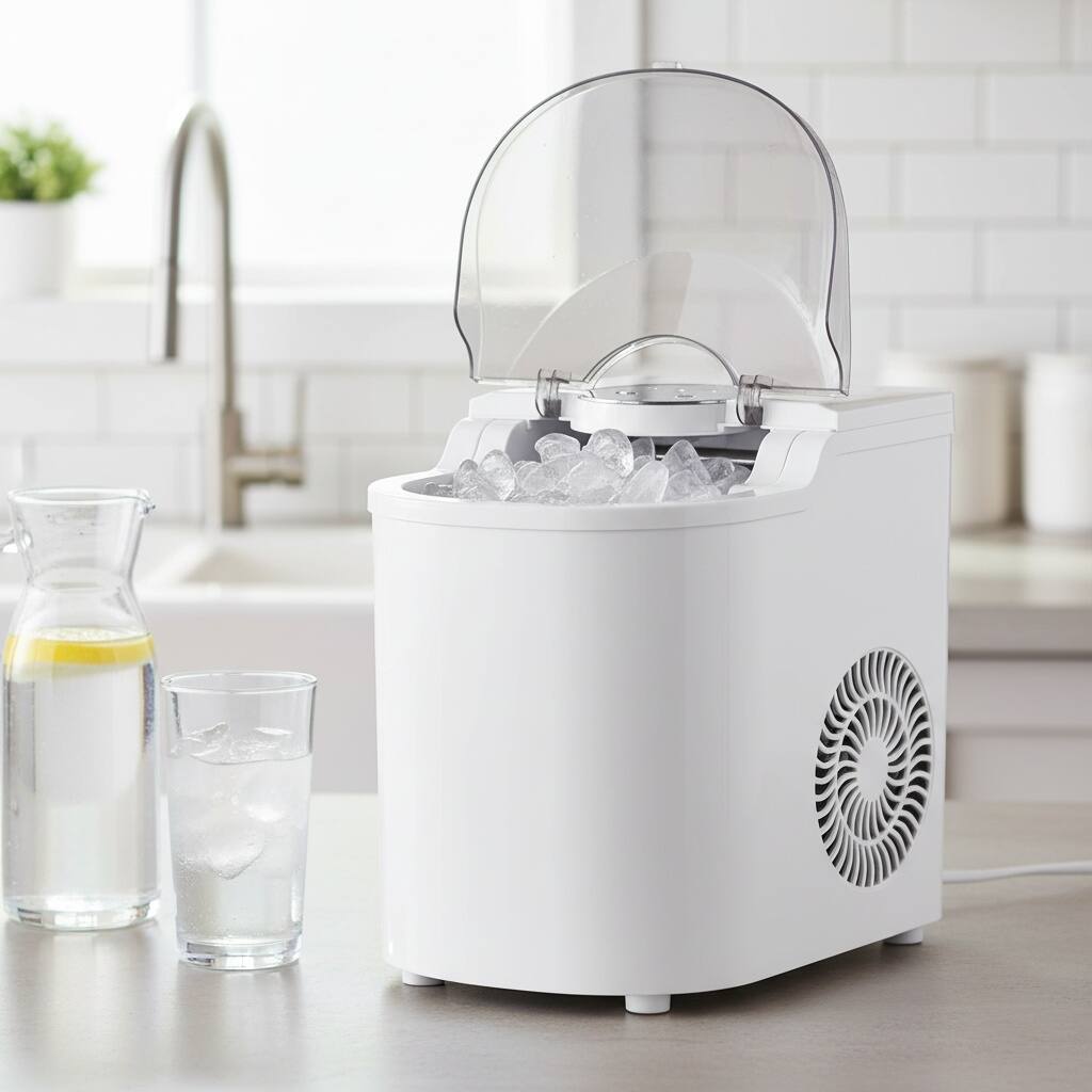 Front. Forest'nSky - Portable Ice Maker - 26 lb/day, 7 Cubes in 6 Mins, 2-Size Bullet Ice, Self-Clean with Scoop - White.