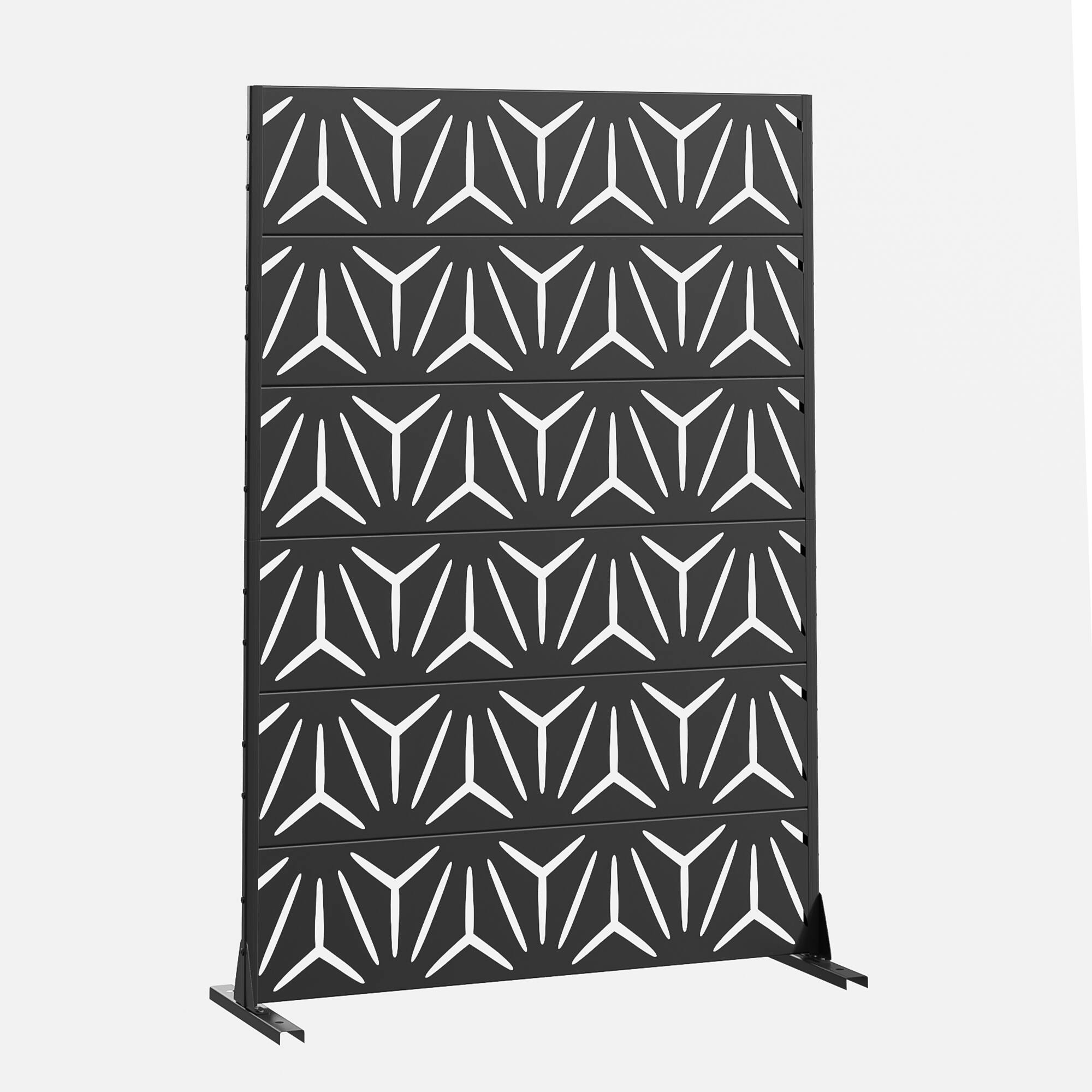 Angle. PexFix - 72 in. x 47 in. Star Pattern Metal Outdoor Privacy Screen & Panels, Freestanding Garden Divider Fence - Black.