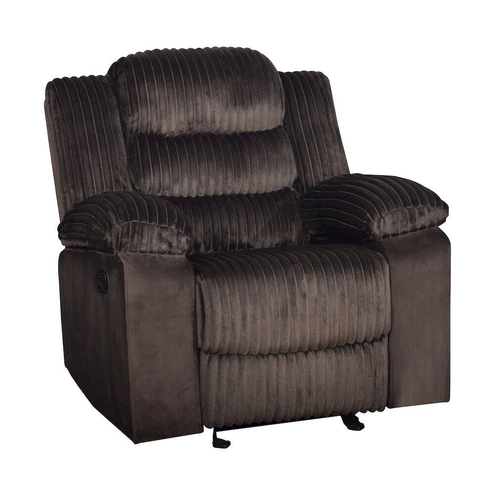 Front. New Classic Furniture - Willow Wood & Fabric Glider Recliner in Brown - Brown.