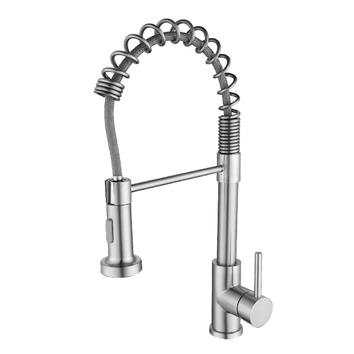 Front. Ropilly - Ropilly Single Handle Pull Down Kitchen Faucet Spring Design Chrome Finish - Chrome.