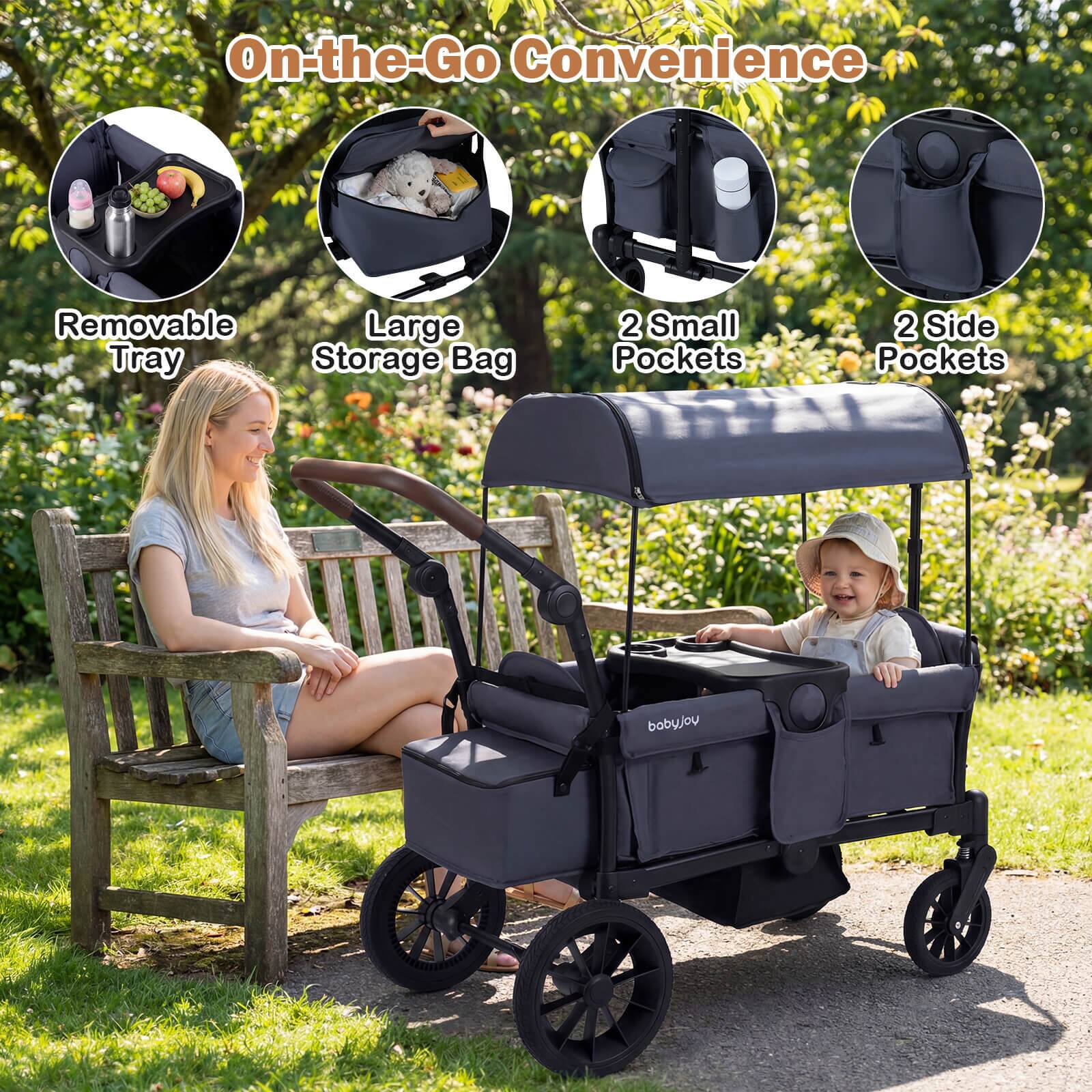 On-the-Go Convenience  
Removable Tray  
Large Storage Bag  
2 Small Pockets  
2 Side Pockets
