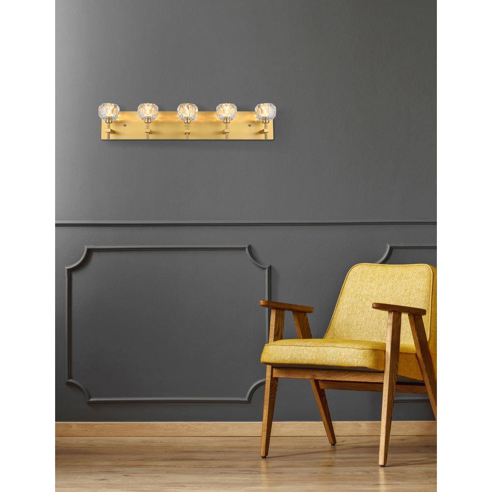 Angle. Elegant Lighting - Graham 5 Light Wall Sconce in Gold - Gold And Clear.