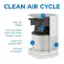 Clean Air Cycle: Dual air intake, H13 true EA filter with three filtration layers, Quiet but powerful fan, Filtered air release.