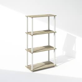 Furinno - Turn-N-Tube 4-Tier Multipurpose Shelf Display Rack, Shelving Unit, Bookcase - Sonoma Oak/White