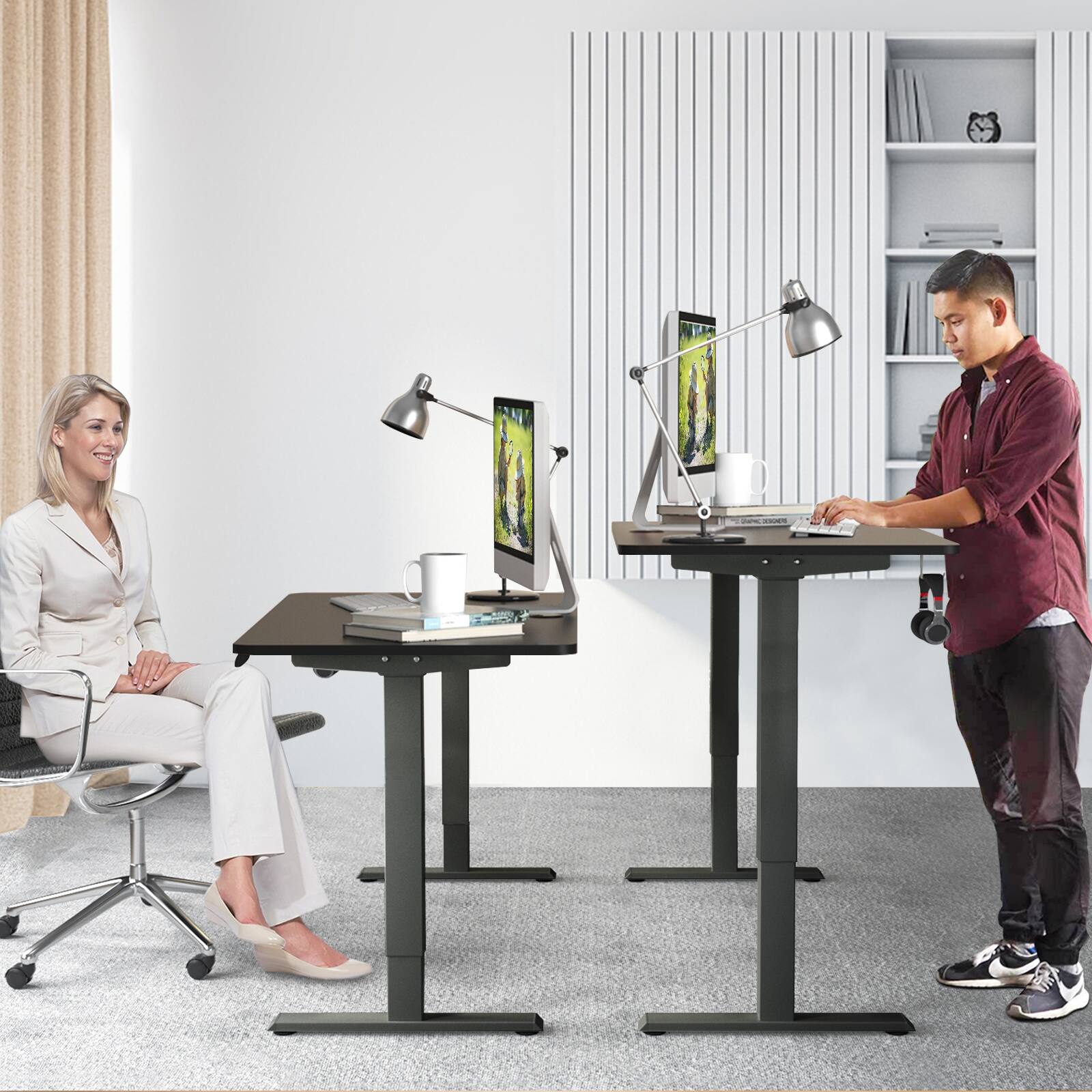 Alt View 4. Sugift - Electric Height Adjustable Standing Desk with Memory Controller - Black.