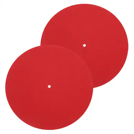 Front. Unique Bargains - 2pcs Record Player Mat, 10 Inch Turntable Mat 3mm Felt Pad for Vinyl Record - Red.