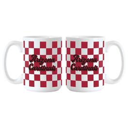 Logo Brands - Arizona Cardinals 2-Pack 15oz. Checkered Wordmark Mug Set - Multicolor