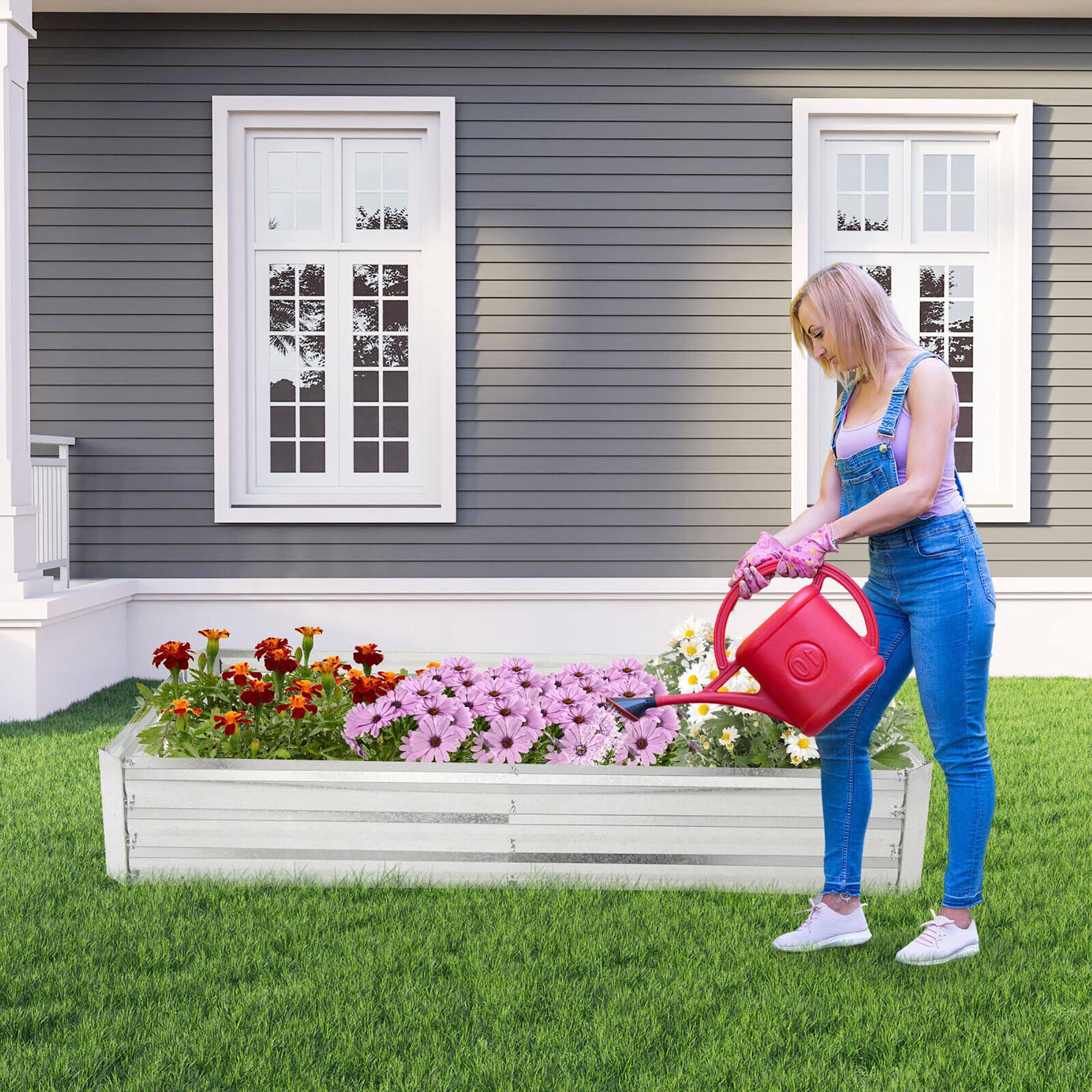 Alt View 3. Gymax - Gymax 2PCS Galvanized Raised Garden Bed Elevated Rectangle Plant Box 6 x 3 x 1FT - Silver.