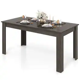 Costway - 63" Dining Table Rectangular Modern Kitchen Table For 6 People Home Furniture - Gray