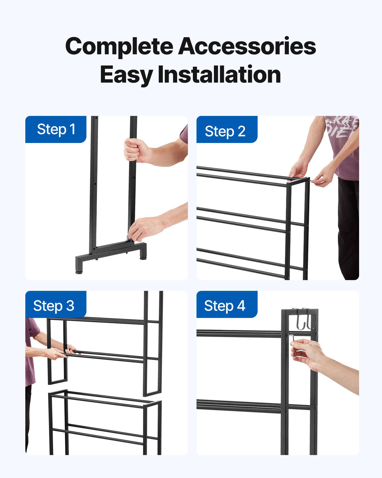Complete Accessories Easy Installation
Step 1
Step 2
Step 3
Step 4