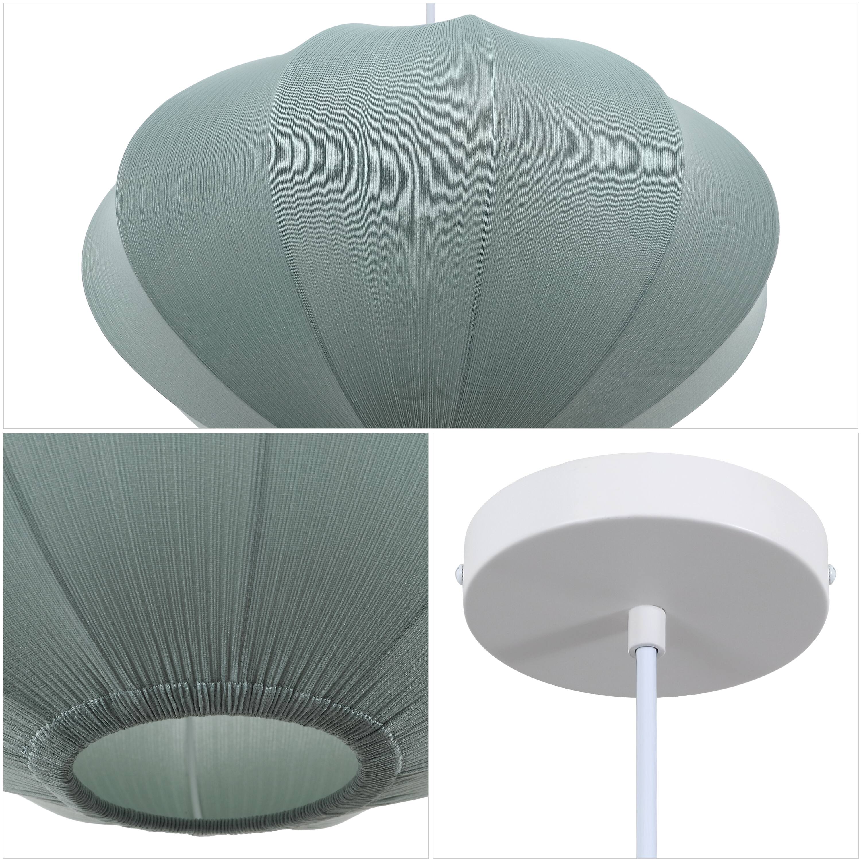 Alt View 4. Jonathan Y - Kira 18.38" 1-Light Scandinavian Adjustable Lantern Metal with Ribbed Cocoon UFO Saucer Shade LED Pendant, Dusty Blue - Dusty Blue.