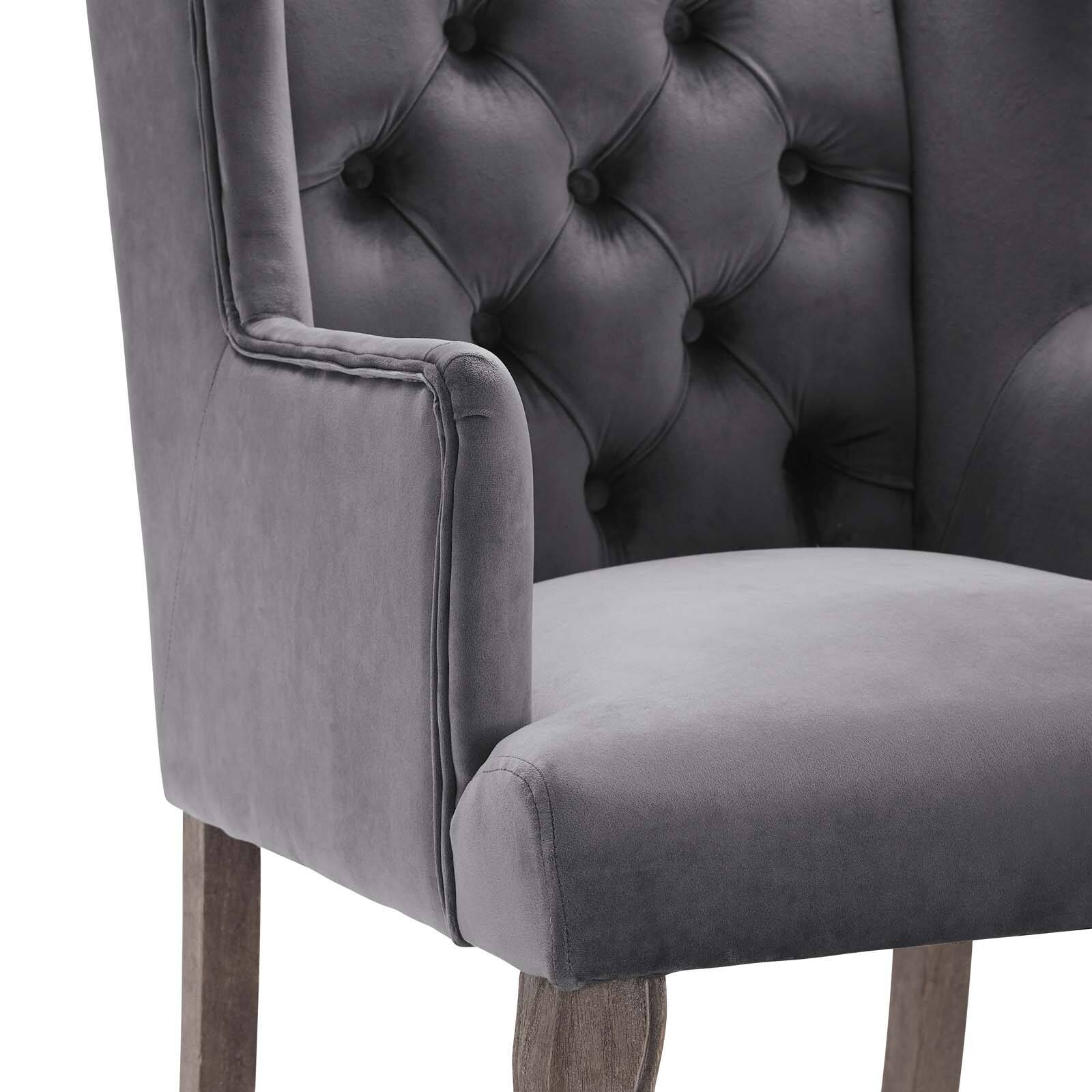 Alt View 2. Modway - Realm French Vintage Dining Performance Velvet Armchair by Modway - Gray.