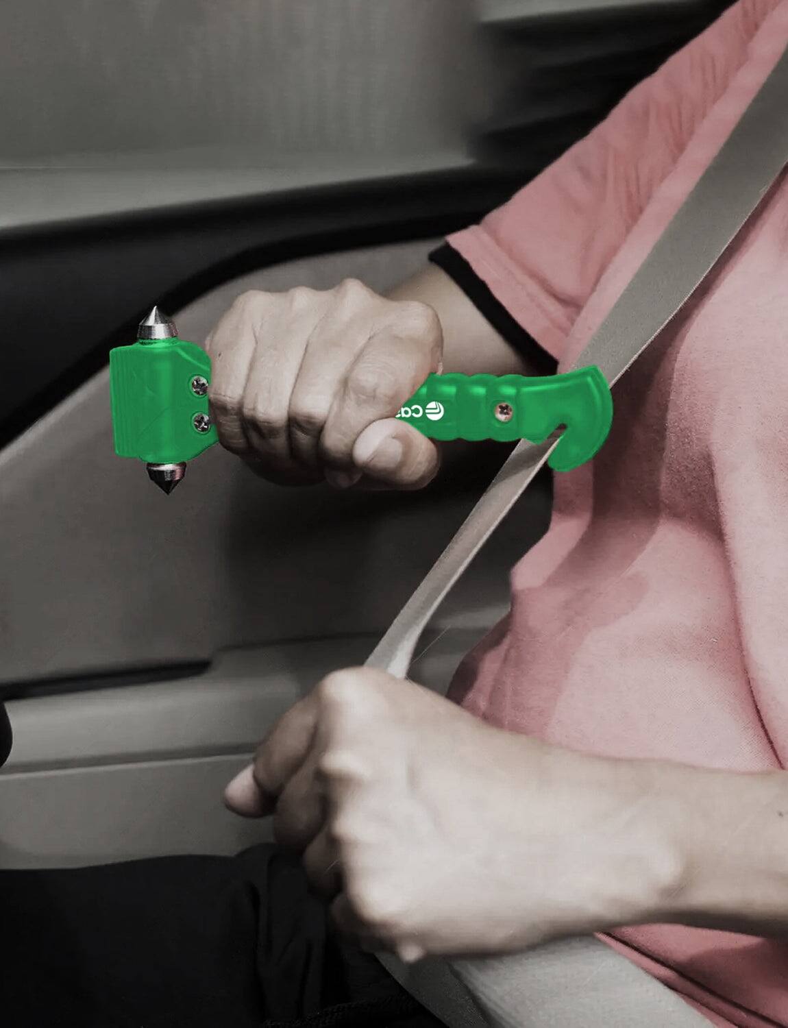 Back. Castrol - Emergency Window Breaker and Seatbelt Cutter with Carbon Steel Tip.