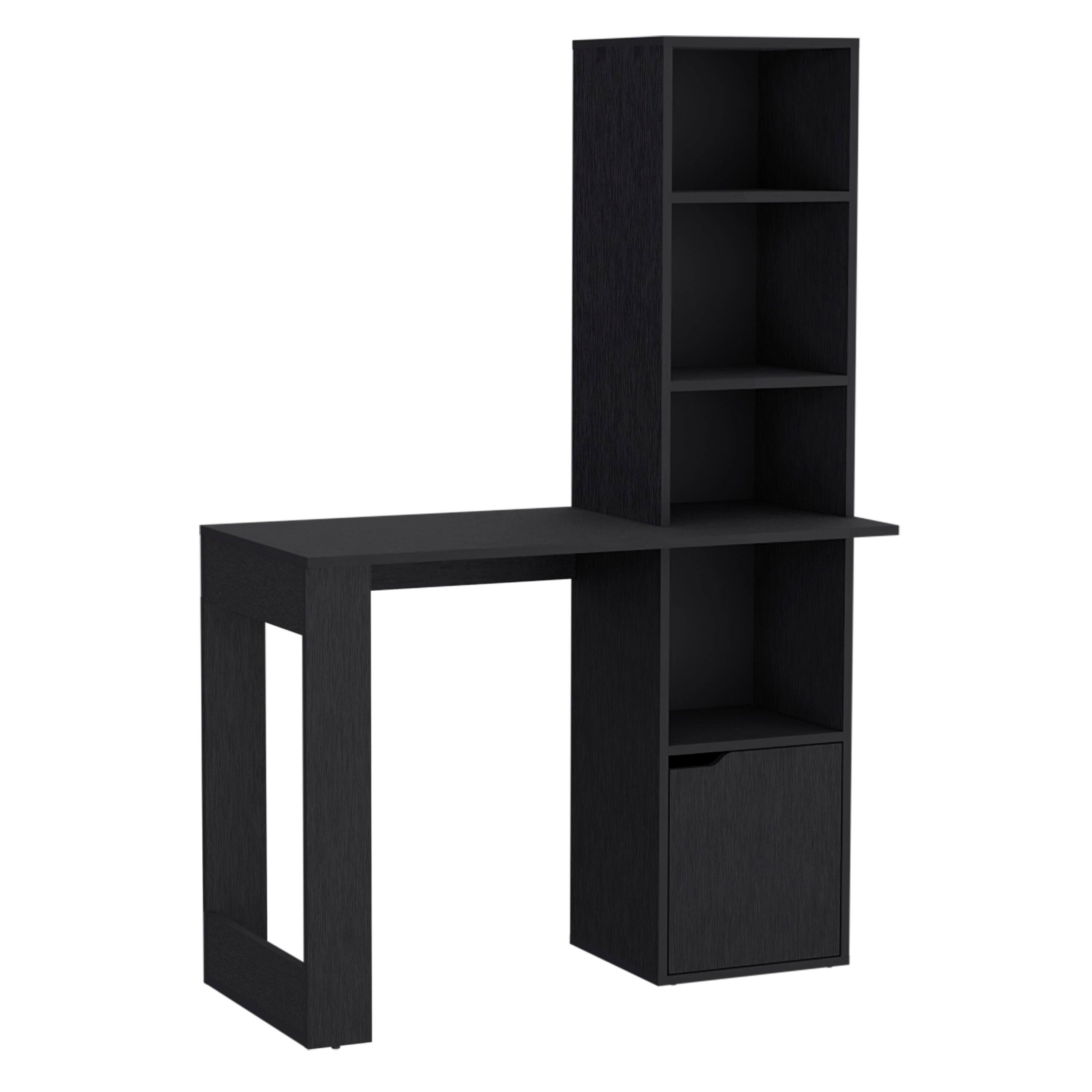 Back. APRILSOUL - Writing Desk With Bookcase and Cabinet Black - Black.