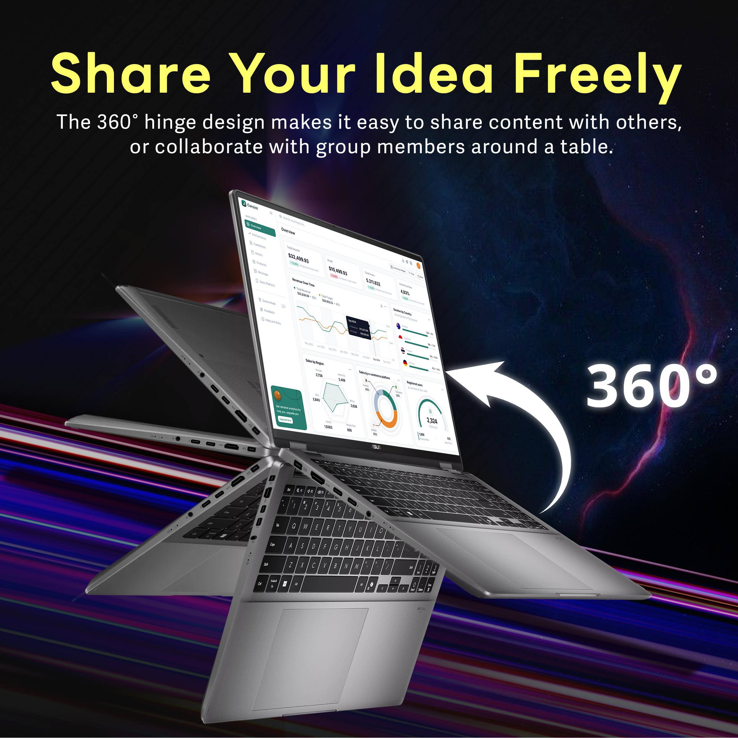 Share Your Idea Freely  
The 360° hinge design makes it easy to share content with others, or collaborate with group members around a table.  

Tesic  
Deniex $22,499.93 $10.40.93  
PermalicaCical -  
430% Sodium  
WelleYe 2/b 100  
- a Delpomozide 4 =  
2,304  
360  
up  
k  
(1  
FAT  
15  
I  
2  
1  
:  
S  
A  
:  
1  
1  
,  
A  
S  
:  
g  
1  
?  
I  
I  
/  
I  
I  
,  
P  
1