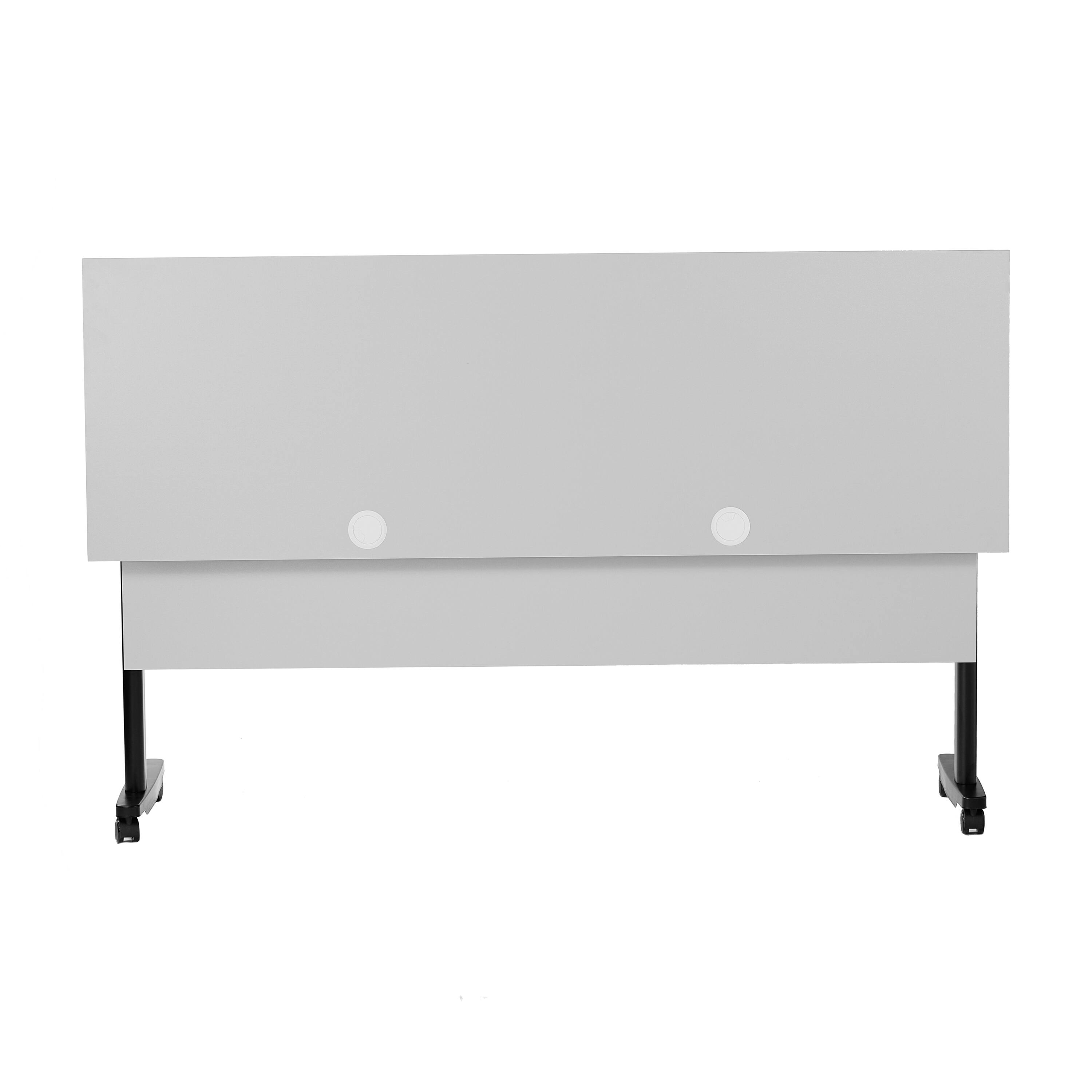 Alt View 9. Emma + Oliver - Hahn Heavy-Duty Flip Top Training Table with Nesting Design, Privacy Panel, T-Legs, Tabletop, Metal Frame - Gray Top/Black Frame.