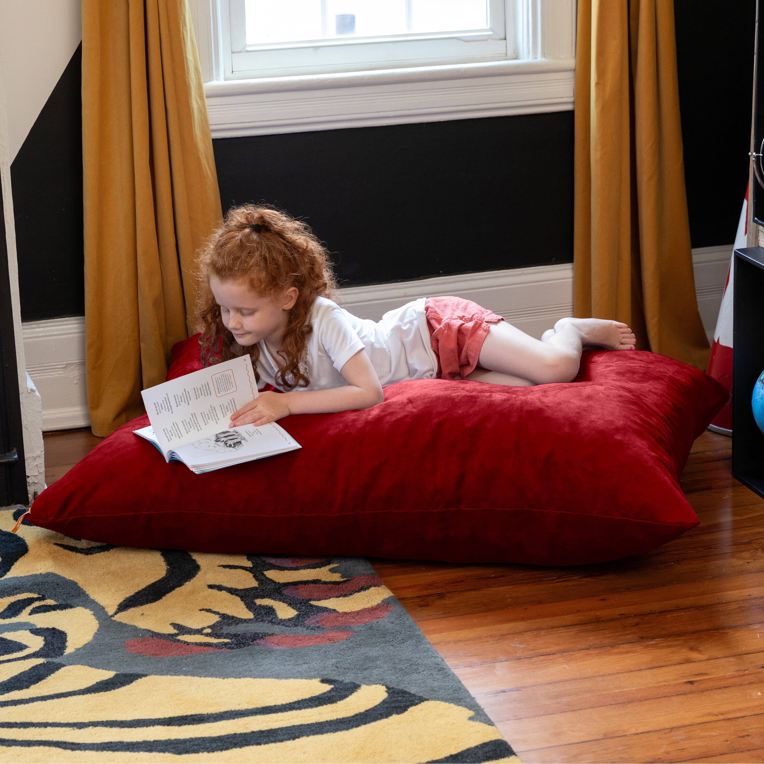 Back. Jaxx - Jaxx 3.5 Ft Pillow Saxx Kids Bean Bag, Cherry - Cherry.