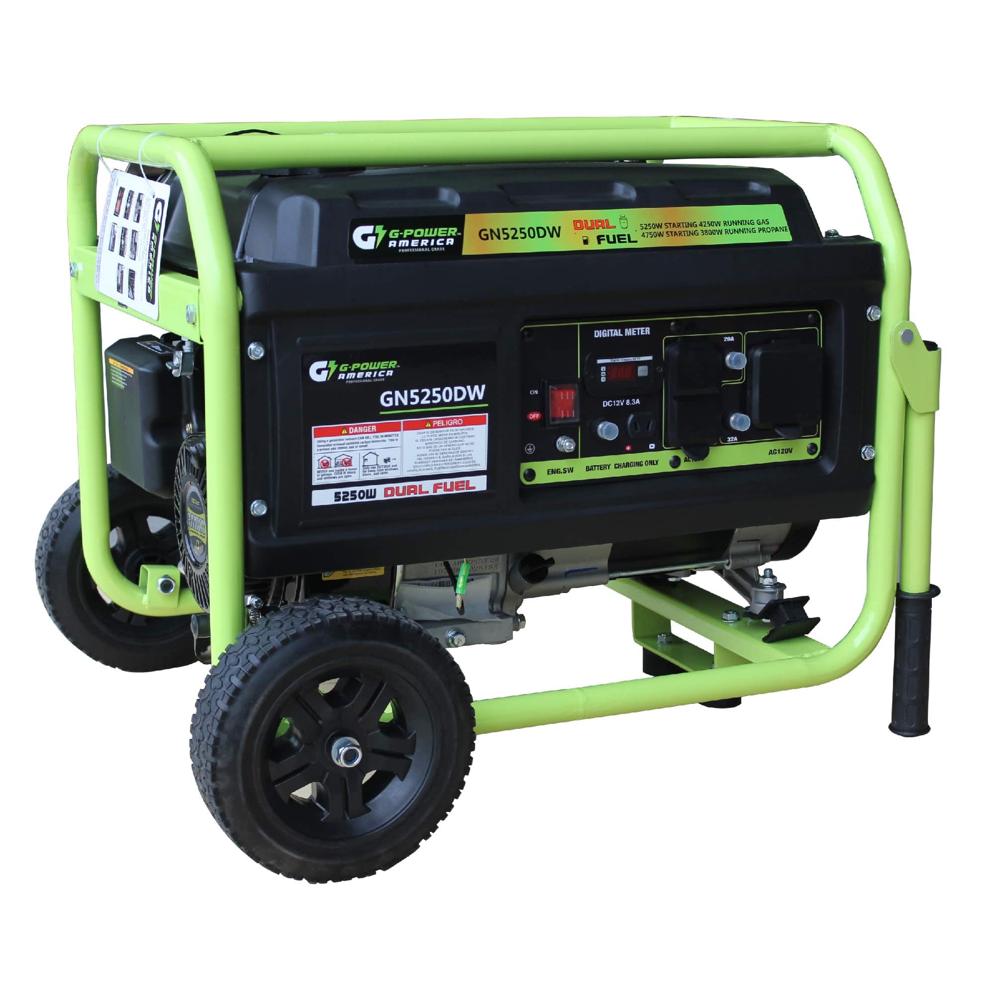 Green Power America - 5250W Dual Fuel Portable Generator - Green/Black