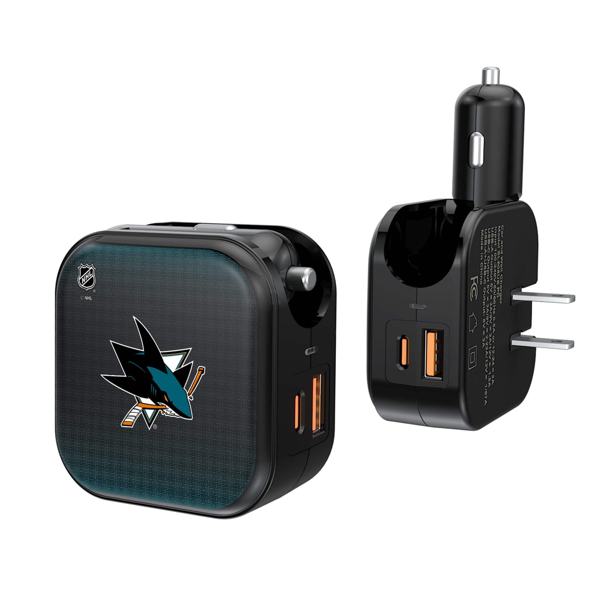 Keyscaper - San Jose Sharks 2-in-1 USB A/C Charger - Black