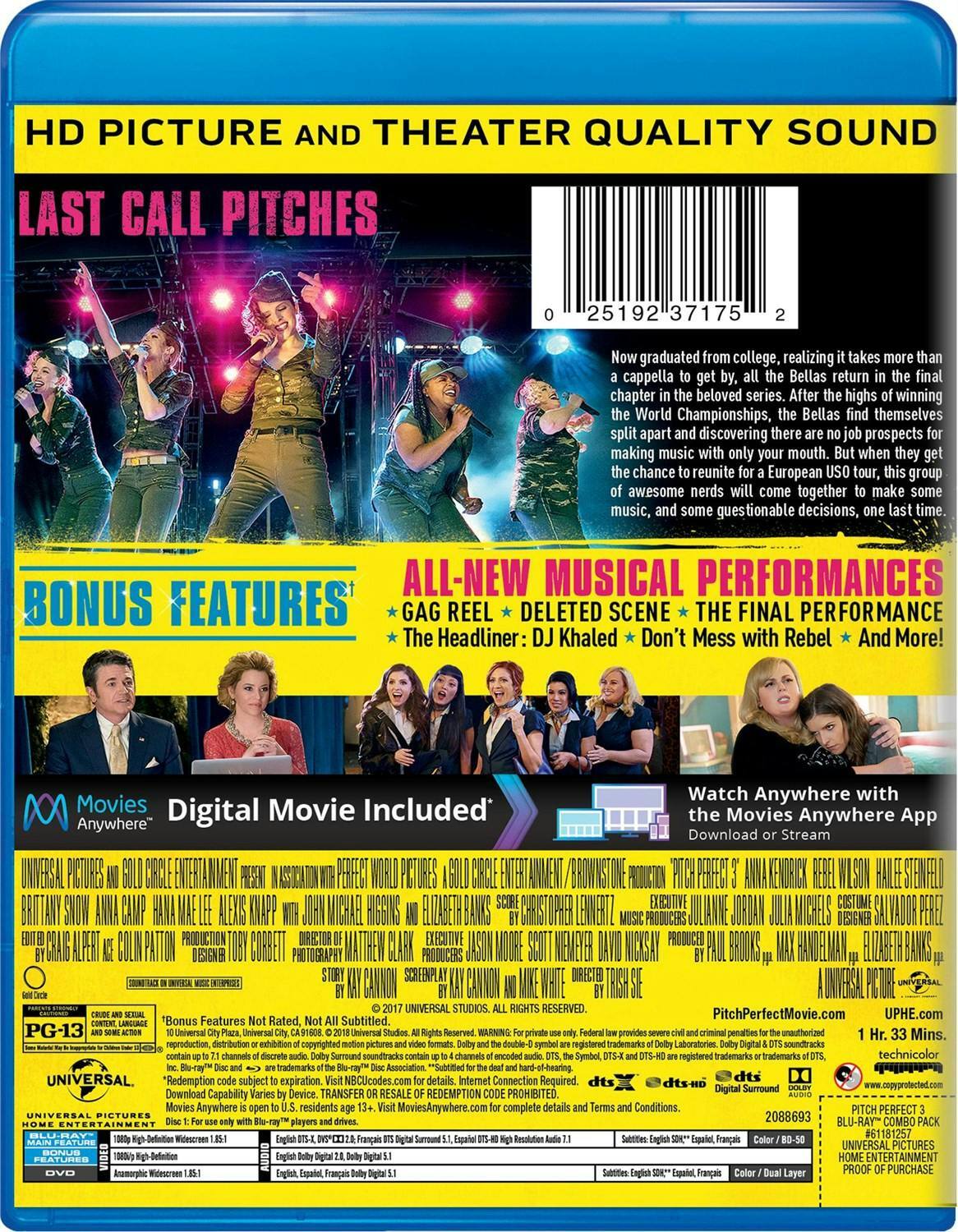 Back. Pitch Perfect 3 (DVD + Digital) [Blu-ray].