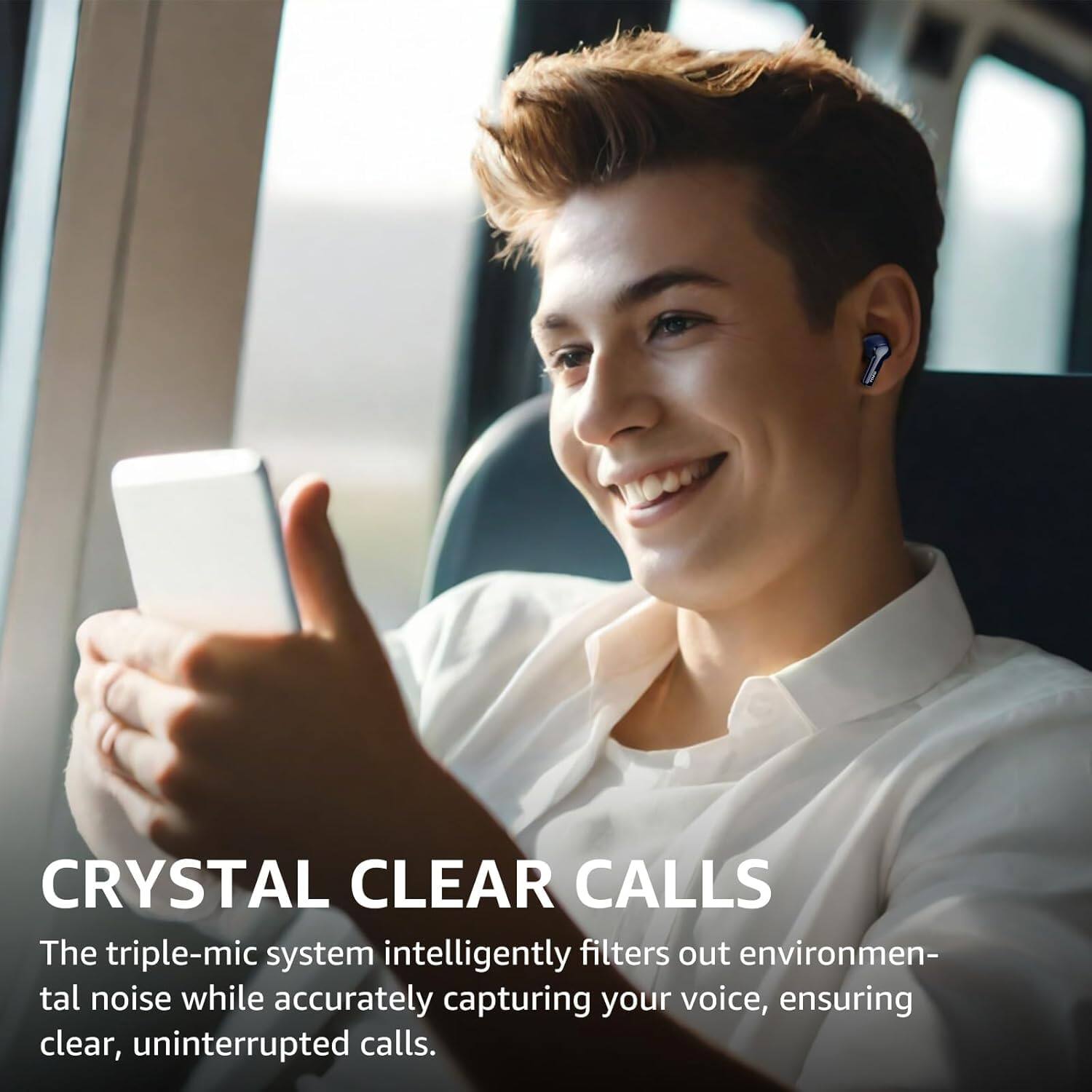 CRYSTAL CLEAR CALLS
The triple-mic system intelligently filters out environmental noise while accurately capturing your voice, ensuring clear, uninterrupted calls.
