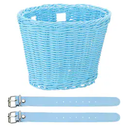 Unique Bargains - Bike Basket Front, Hand-Woven Bicycle Basket with Adjustable PU Belts, 1pc - Fits Most Road Bikes, Bicycles/Scooters - Blue