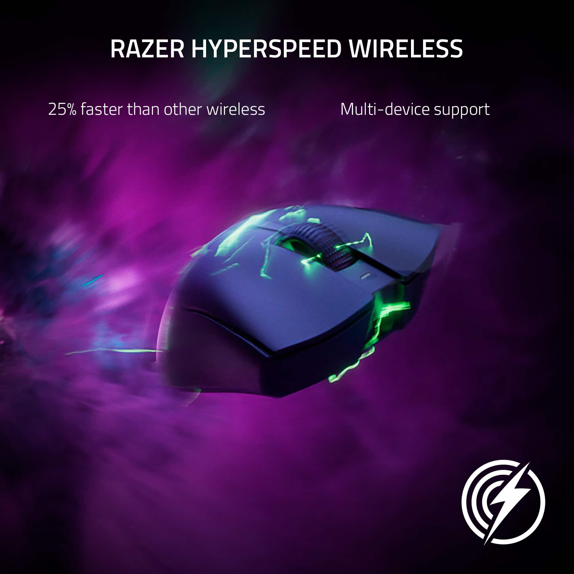 RAZER HYPERSPEED WIRELESS: 25% faster than other wireless devices. Multi-device support.
