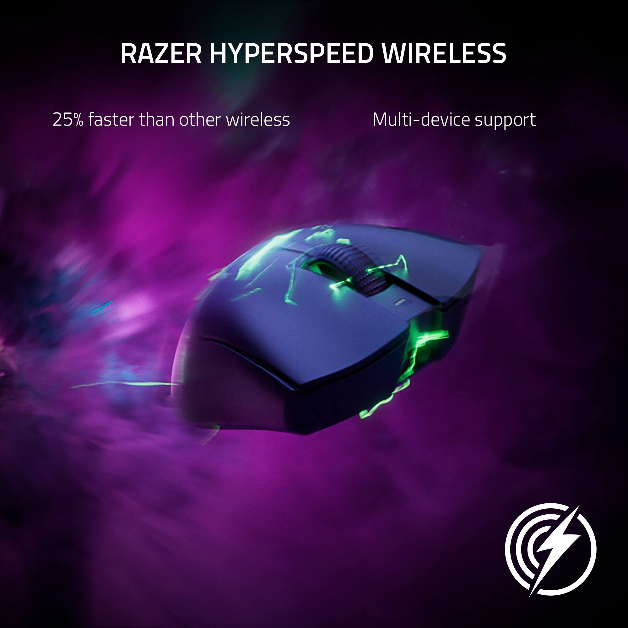 RAZER HYPERSPEED WIRELESS: 25% faster than other wireless devices. Multi-device support.