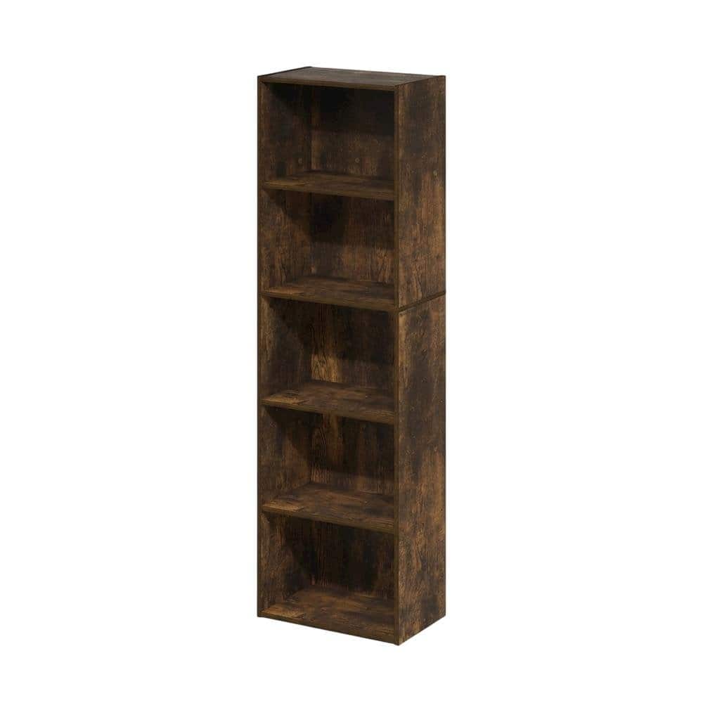 FurniFact - Wooden bookcase in natural finish with sturdy construction for home - Amber Pine