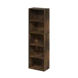 FurniFact - Wooden bookcase in natural finish with sturdy construction for home - Amber Pine