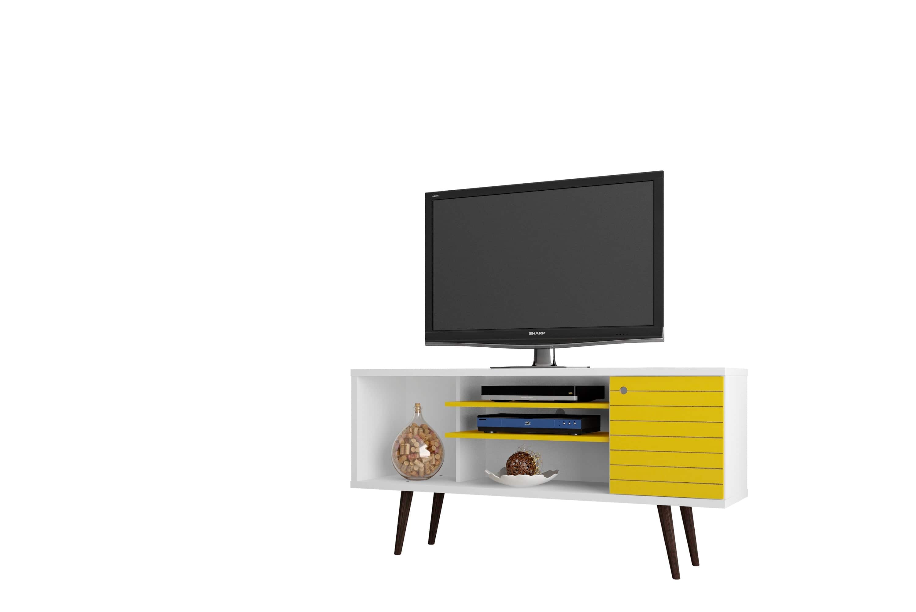"Manhattan Comfort - Liberty Mid-Century Modern 53"" TV Stand - White and Yellow" price history on PriceWatchPro