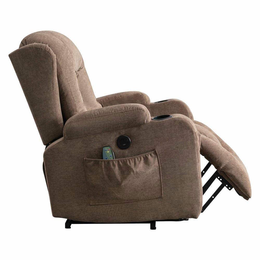 Alt View 2. Kadyn - Power Lift Recliner Chair, 8-Point Massage & Heat, 150° Recline, USB Port, Brown - Brown.