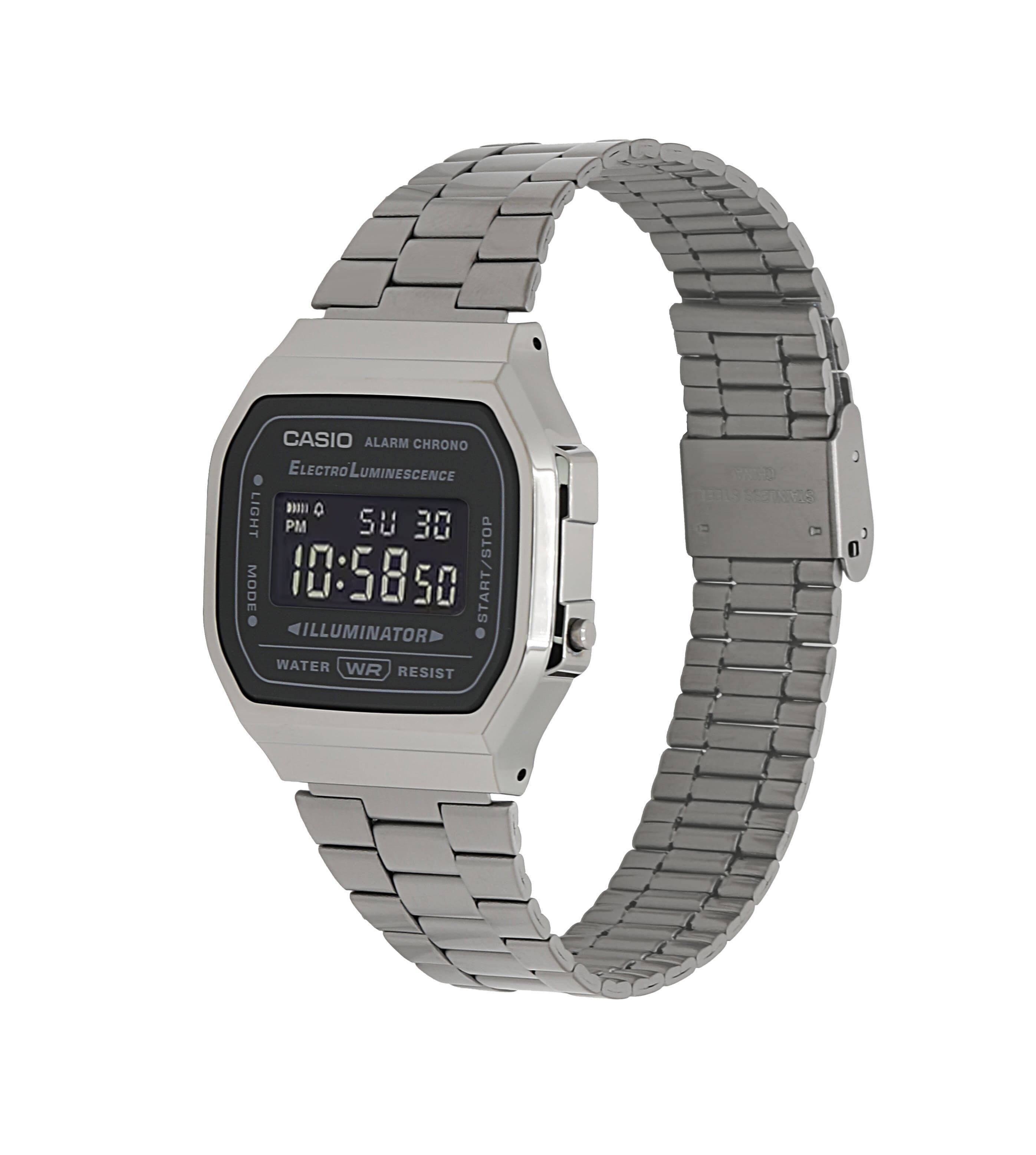 CASIO ALARM CHRONO  
ELECTRO LUMINESCENCE  
LIGHT  
PM  
5U 30  
10:58:50  
ILLUMINATOR  
WATER WR RESIST