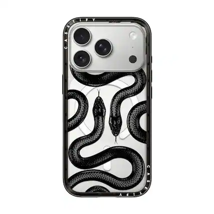 Front. CASETiFY - Compact Case MagSafe Compatible for Apple iPhone 18 Pro and 17 Pro Devices - Black Kingsnake.