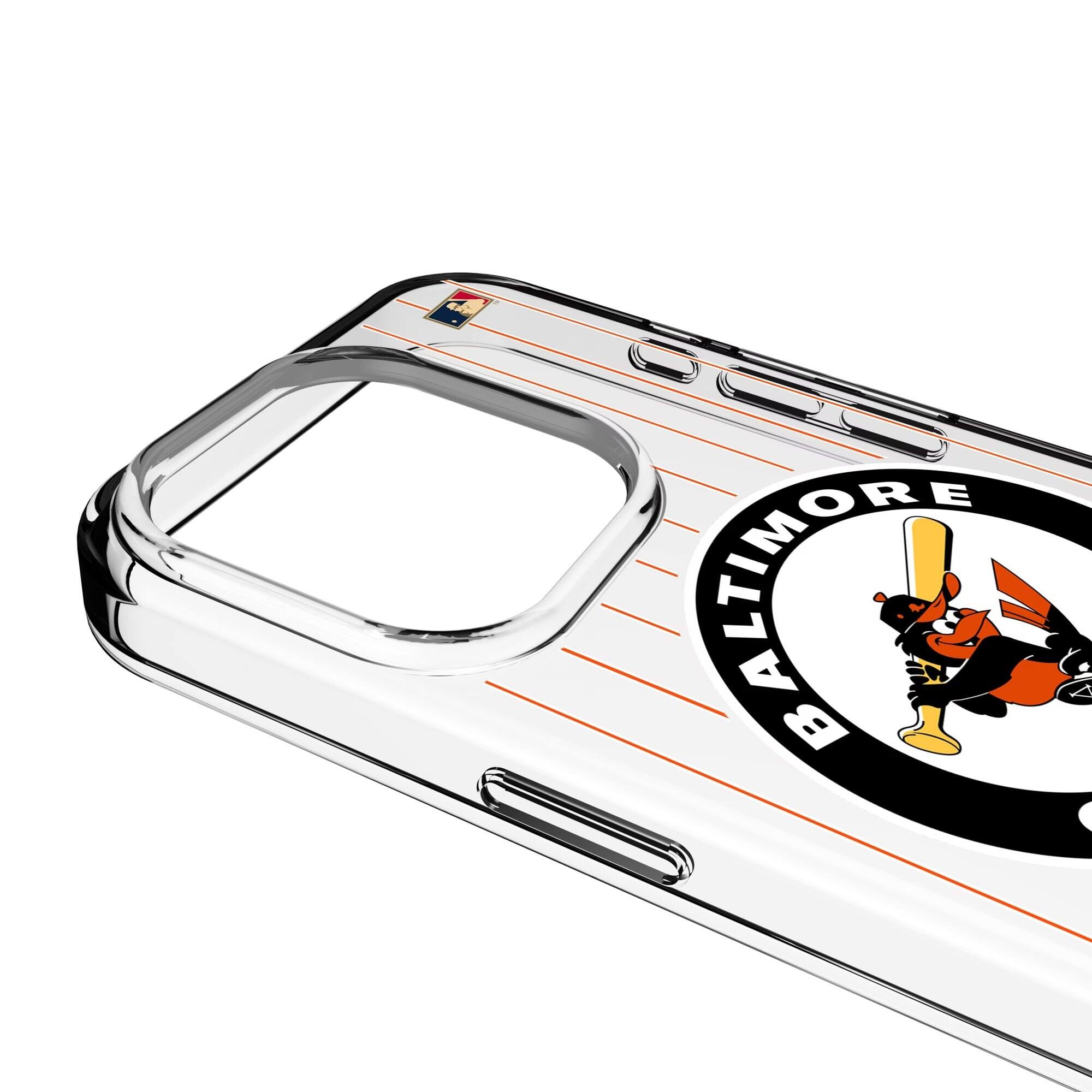 Alt View 2. Keyscaper - Baltimore Orioles 1966-1969 Cooperstown Pinstripe iPhone Clear Case - 14 Pro - Multicolor.