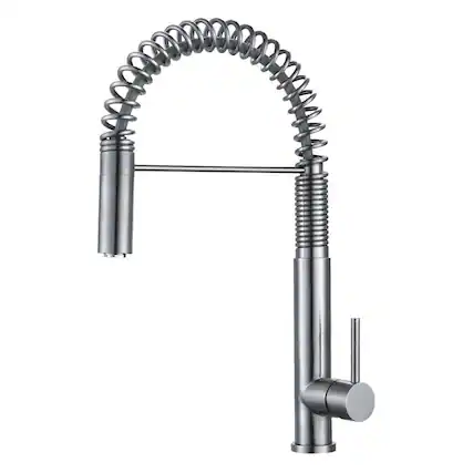 Front. Siljoy - DAX Single Handle Pull Down Kitchen Faucet Brushed Finish - Steel Gray.
