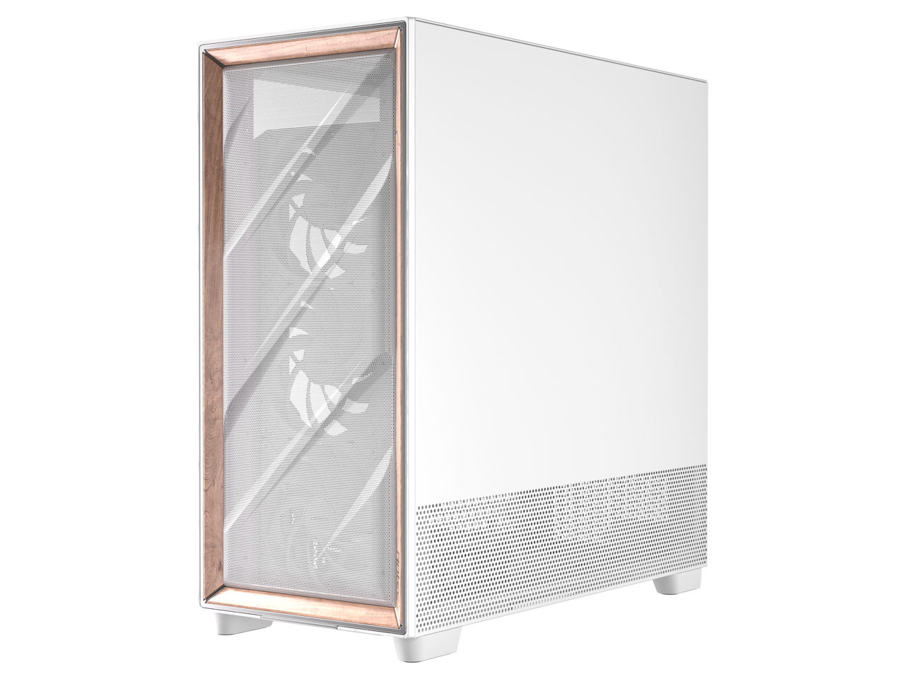 Alt View 4. Antec - Antec Flux Pro E-ATX Full Tower 6x PWM Birch Wood iShift PSU 420mm Rad Temp Display USB-C White - White.