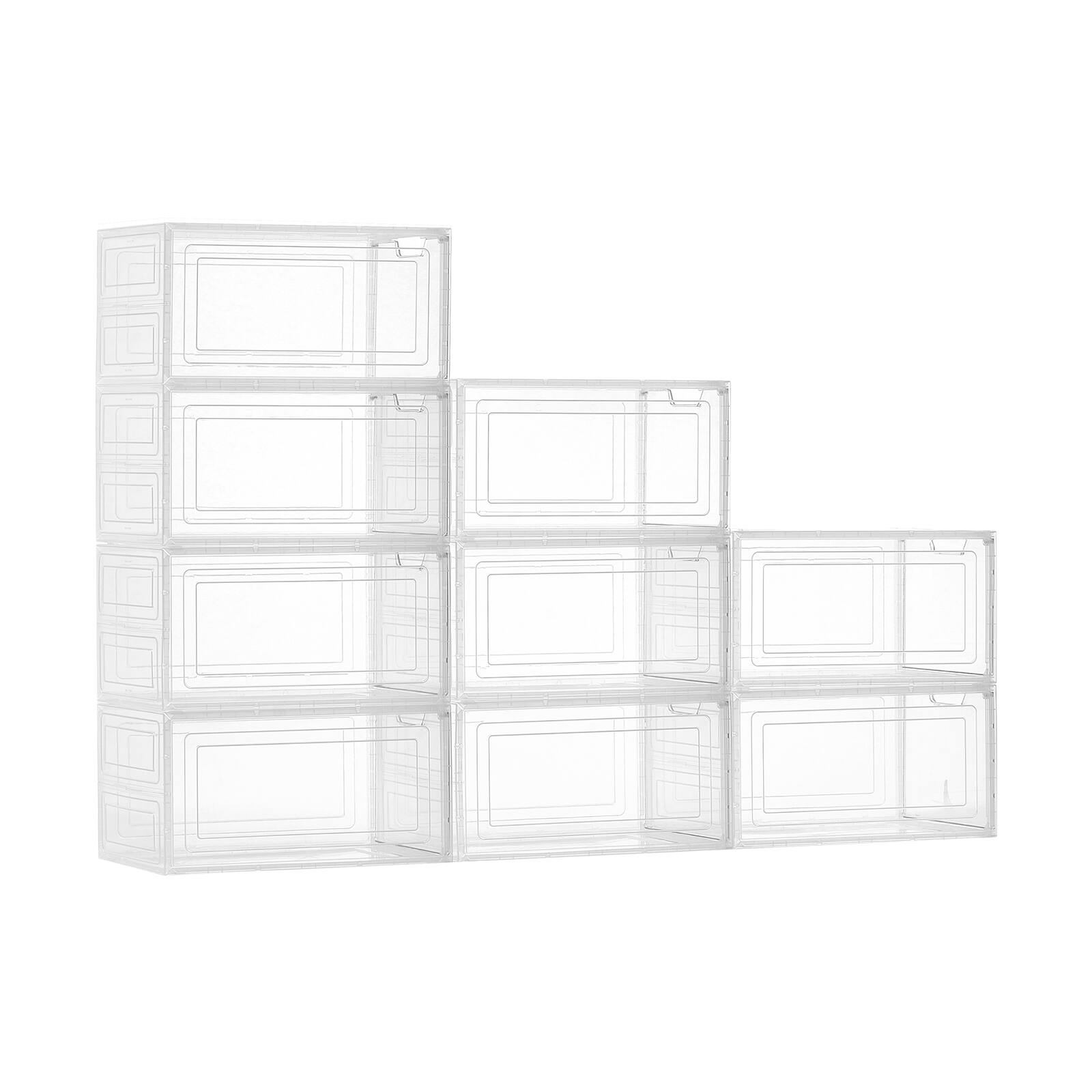 Alt View 5. VEVOR - Shoe Storage Boxes, 9 Pack Clear Stackable Shoe Boxes Storage Organizers with Magnetic Door - Transparent White.