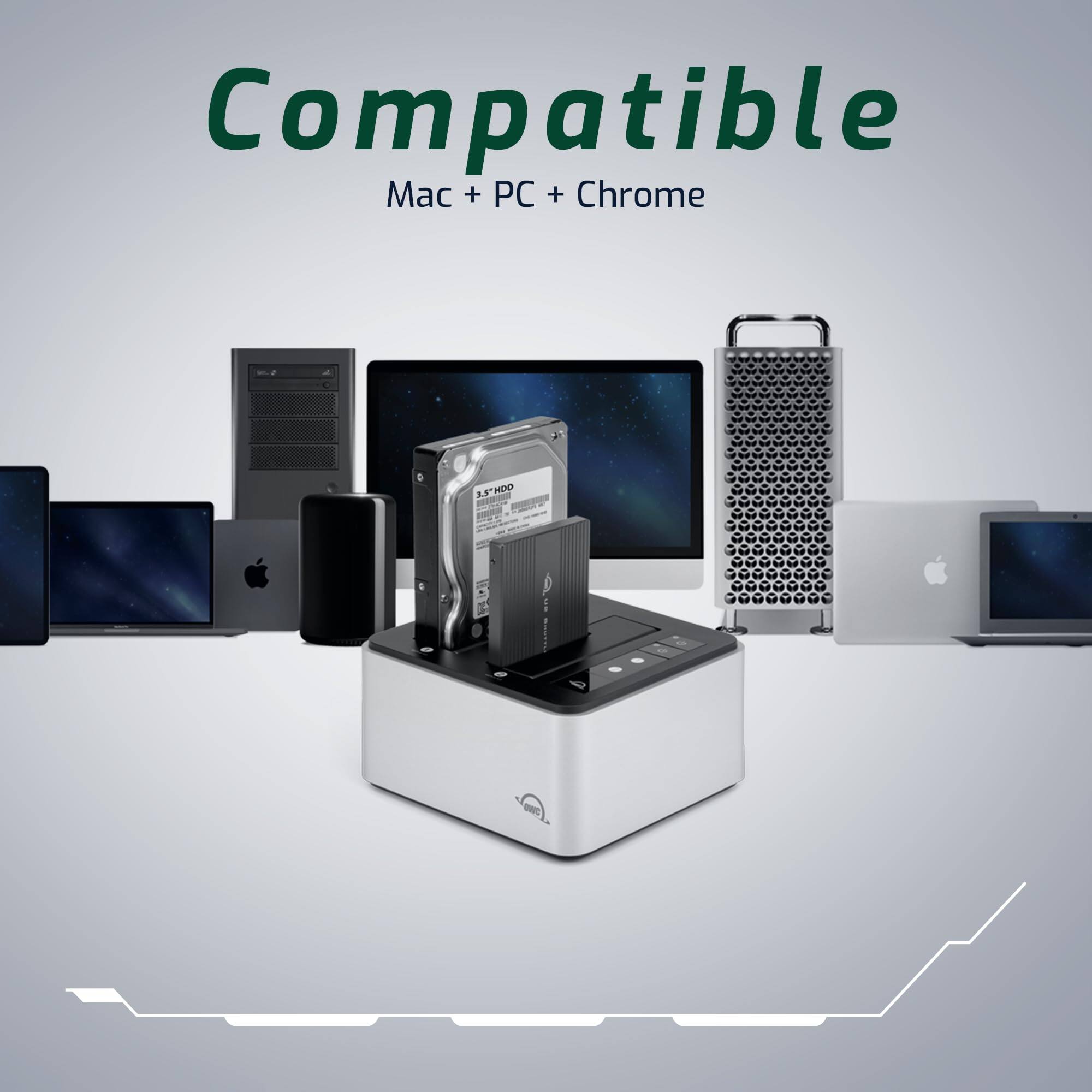 Compatible  
Mac + PC + Chrome