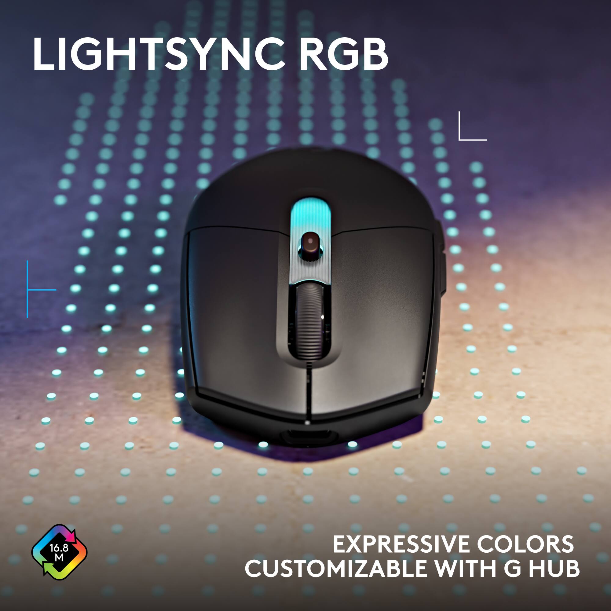 LIGHTSYNC RGB 16.8M EXPRESSIVE COLORS CUSTOMIZABLE WITH G HUB
