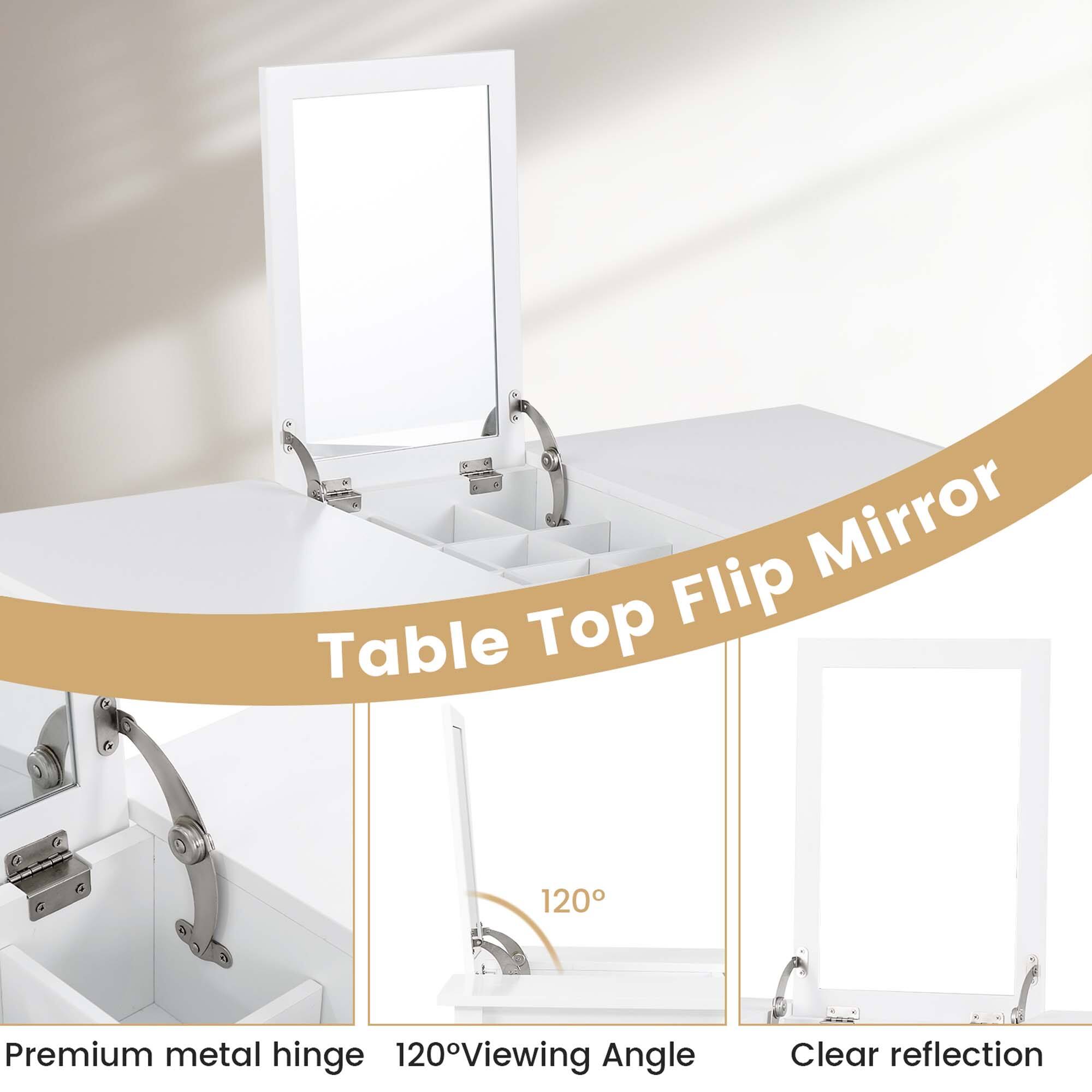 Table Top Flip Mirror

- Premium metal hinge
- 120° Viewing Angle
- Clear reflection