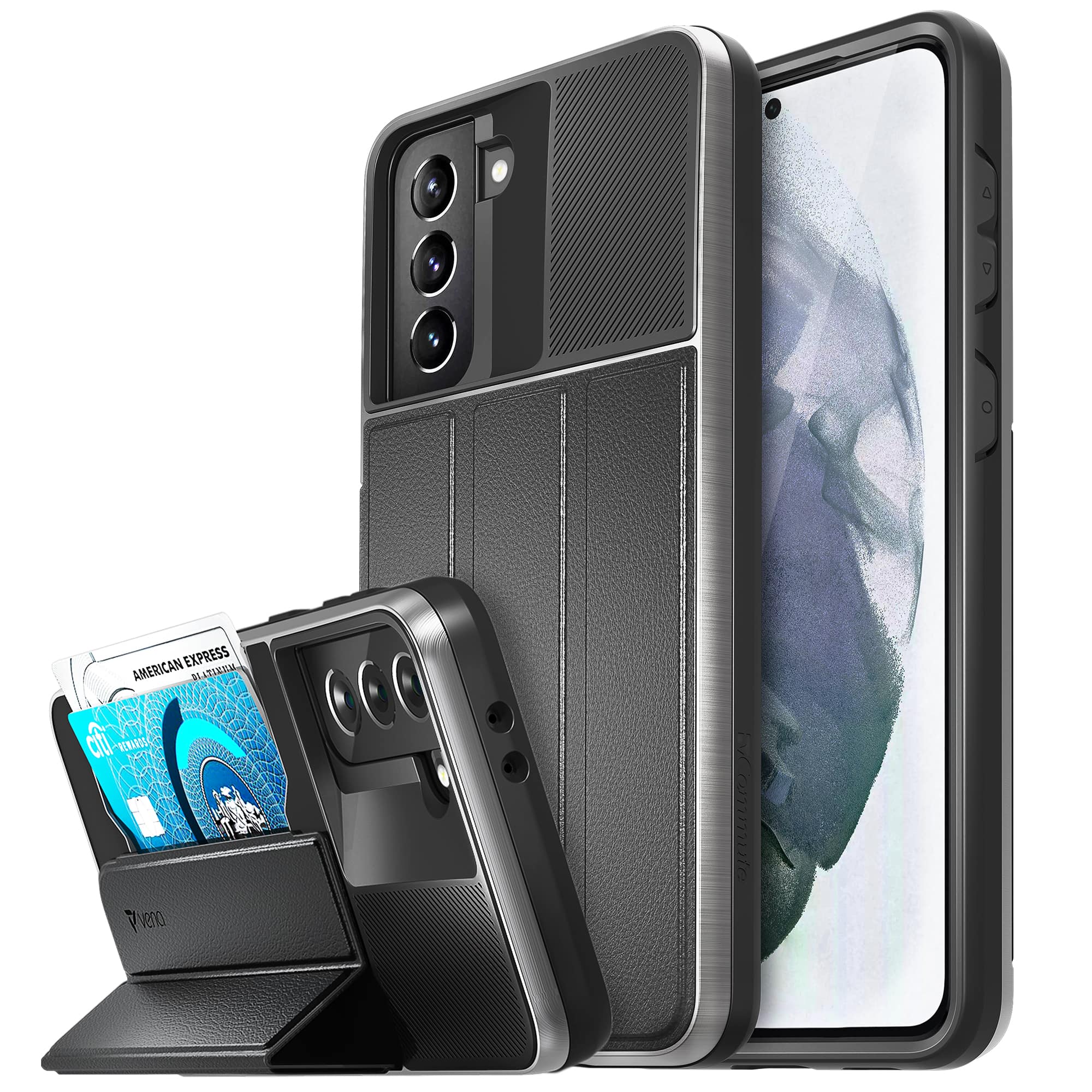 Vena vCommute Wallet Case for Samsung Galaxy S21+ - Space Gray INTERNATIONAL SHIPPING