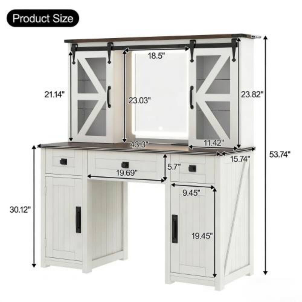 Product Size: 18.5" x 21.14" x 23.03" x 23.82" x 43.3" x 19.69" x 5.7" x 11.42" x 15.74" x 53.74" x 9.45" x 30.12" x 19.45"