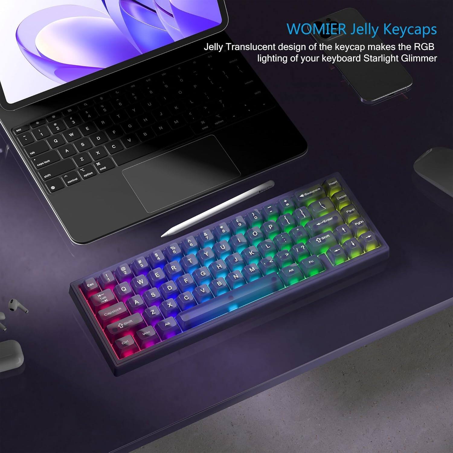 WOMIER Jelly Keycaps

Jelly Translucent design of the keycap makes the RGB lighting of your keyboard Starlight Glimmer