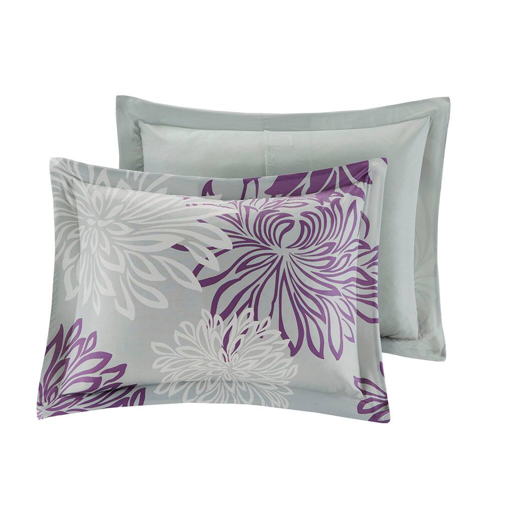 Alt View 2. Gracie Mills - Gracie Mills Willie 9-Piece Floral Comforter Set with Cotton Sheets - Purple.