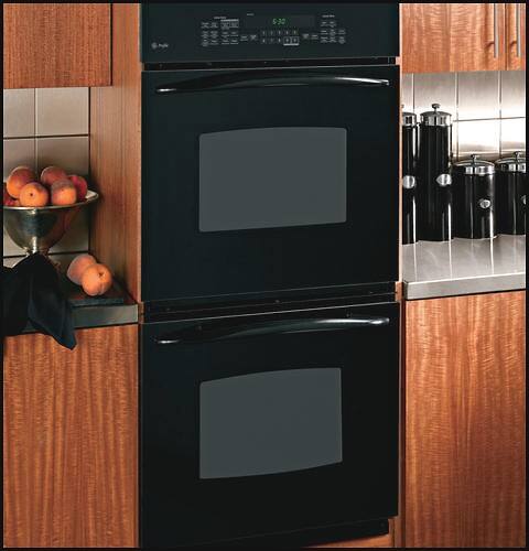 Angle Standard. GE - Profile 27" Built-In Double Electric Convection/Thermal Wall Oven - Black-on-Black.