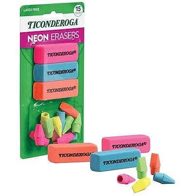 LATEX FREE  
15 COUNT  
TICONDEROGA NEON ERASERS  
TICONDEROGA  
TICONDEROGA  
TICONDEROGA  
TICONDEROGA  
TICONDEROGA